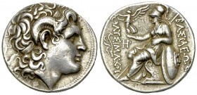Lysimachos AR Tetradrachm, Lampsakos 

Kings of Thrace. Lysimachos (323-281 BC). AR Tetradrachm (27-29 mm, 16.93 g), c. 297-281 BC, Lampsakos.
Obv....