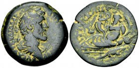 Antoninus Pius AE Drachm, Nilus reverse 

Antoninus Pius (138-161 AD). AE Drachm (33 mm, 21.09 g), Alexandria, Egypt. Dated RY 13 = 149/150 AD.
Obv...