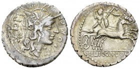 L. Porcius Licinius, Licinius Crassus and Cn. Domitius Ahenobarbus AR Denarius, 118 BC 

L. Porcius Licinius, Licinius Crassus and Cn. Domitius Ahen...
