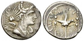 C. Valerius Flaccus AR Denarius, 82 BC 

C. Valerius Flaccus. AR Denarius (17 mm, 3.83 g), Rome, 82 BC.
 Obv. Draped bust of Victory to right; behi...