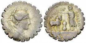 A. Postumius Albinus AR Denarius, 81 BC 

A. Postumius Albinus. AR&nbsp; Denarius serratus (19-20 mm, 3.72 g), Rome, 81 BC.
Obv. Draped bust of Dia...