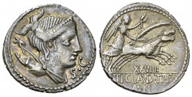 T. Claudius Nero AR Denarius, 79 BC 

T. Claudius Nero. AR Denarius serratus (18-19 mm, 3.60 g), Rome, 79 BC.
 Obv. Draped bust of Diana to right, ...
