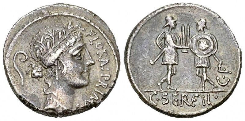 C. Servilius C.f. AR Denarius, 57 BC 

C. Servilius C. f. AR Denarius (18 mm, ...