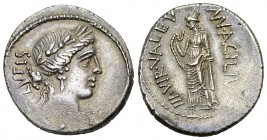 Mn. Acilius Glabrio AR Denarius, 49 BC 

Mn. Acilius Glabrio. AR Denarius (19 mm, 3.84 g), Rome, 49 BC.
 Obv. SALVTIS upwards, Laureate head of Sal...