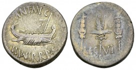Marcus Antonius AR Denarius, LEG VI, 32-31 BC 

Marcus Antonius (+30 BC). AR Denarius (17 mm, 3.51 g), Patrae (?), 32-31 BC.
Obv. ANT AVG / IIIVIR ...