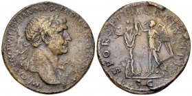 Traianus AE Sestertius, Victory/trophy reverse 

Traianus (98-117 AD). AE Sestertius (33 mm, 21.23 g), Rome, 106-107 AD.
Obv. IMP CAES NERVAE TRAIA...