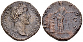Antoninus Pius AE Sestertius, Salus reverse 

Antoninus Pius (138-161 AD). AE Sestertius (29-30 mm, 23.30 g), Rome, 140-144 AD.
Obv. ANTONINVS AVG ...