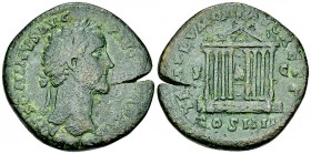 Antoninus Pius AE Sestertius, Temple reverse 

Antoninus Pius (138-161 AD). AE Sestertius (33 mm, 29.36 g), Rome, c. 158 AD.
Obv. ANTONINVS AVG PIV...