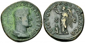 Maximinus I Thrax AE Sestertius, German victory reverse 

Maximinus I Thrax (235-238 AD). AE Sestertius (30-31 mm, 22.05 g), Rome.
 Obv. MAXIMINVS ...