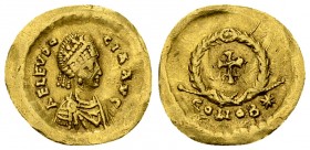 Aelia Eudocia AV Tremissis, very rare 

Theodosisus II for Aelia Eudocia, 423-460 AD. AV Tremissis (14 mm, 1.36 g), Constantinople, 423-442.
Obv. A...