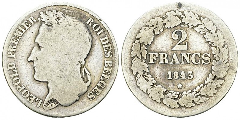 Belgium AR 2 Francs 1843 

Belgium. Leopold I. AR 2 Francs 1843 (9.42 g). Posi...