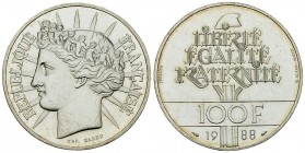 France, AR Piéfort du 100 Francs 1988 

France, République. AR Piéfort du 100 Francs 1988 (31 mm, 29.84 g). 
KM P999. 

SUP.