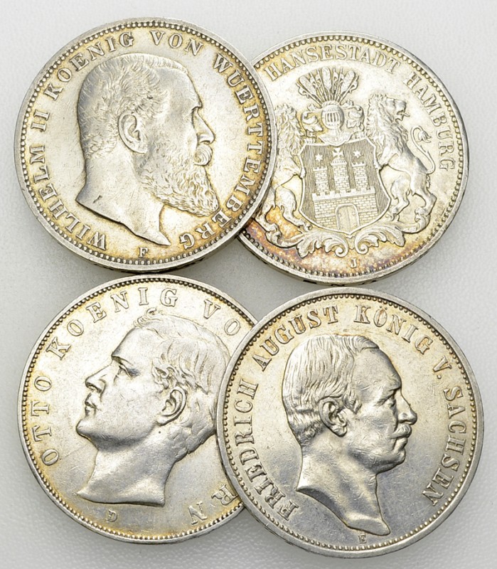 Deutsches Reich, Lot von 4 AR 3 Mark 

Deutschland, Deutsches Reich. Lot von v...