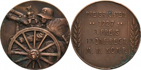 Orden der Weimarer Republik
Plaketten für Minenwerfer-Kompanien Bronzemedaille 1927. Auszeichnung beim Preisrichten - 3. Preis 13. Inf. Reg. 50,3 mm,...