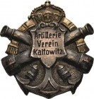 Freikorps, Freiwilligenverbände, Soldatenvereine und Kriegerbünde
Kattowitz Abzeichen o.J. Artillerieverein Kattowitz. Metall. Revers Nadel und Herst...