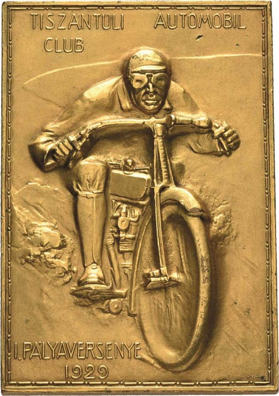 Auto- und Motorradmedaillen und -plaketten
 Einseitige vergoldete Bronzeplakett...