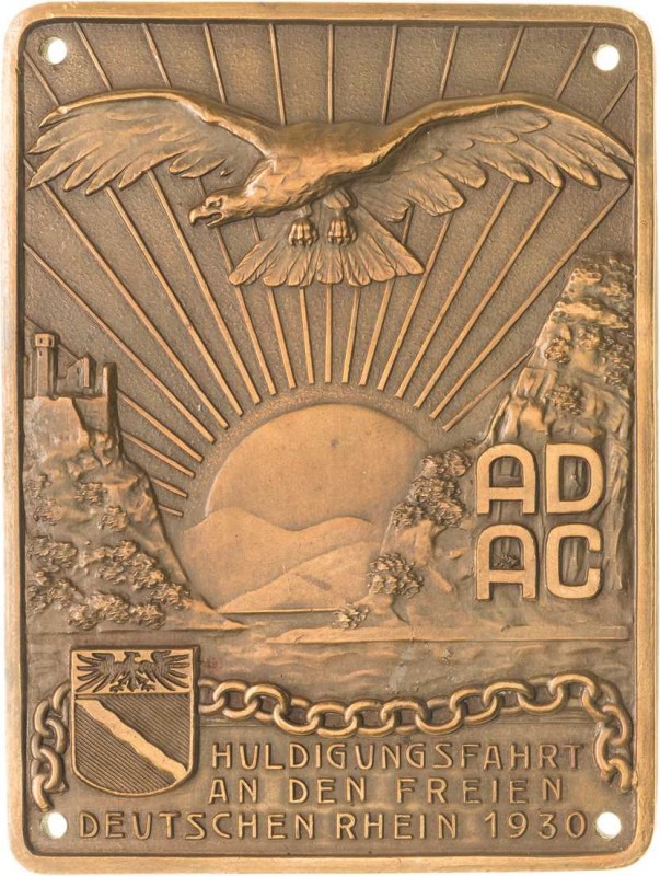 Auto- und Motorradmedaillen und -plaketten
 Einseitige Bronzeplakette 1930 (uns...