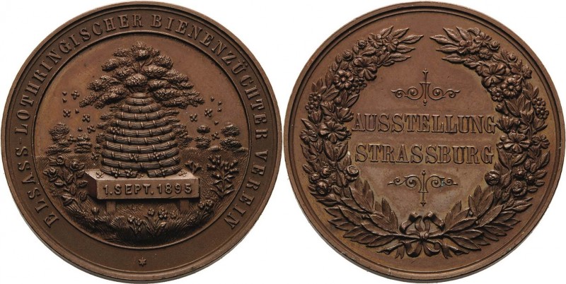 Bienen und Bienenzucht
 Bronzemedaille 1895 (unsigniert) Ausstellung des Elsass...