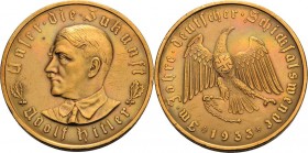 Drittes Reich
 Bronzemedaille 1933 (O. Glöckler) Machtergreifung durch Adolf Hitler. Brustbild nach links / Adler mit Hakenkreuz auf der Brust, die K...
