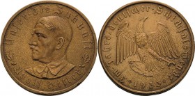 Drittes Reich
 Bronzemedaille 1933 (O. Glöckler) Machtergreifung durch Adolf Hitler. Brustbild nach links / Adler mit Hakenkreuz auf der Brust, die K...
