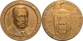 Drittes Reich
 Bronzemedaille 1934 (Beyer) Auf den Tod des Reichspräsidenten Paul von Hindenburg. Brustbild halbrechts / Adler mit Schild, darauf 2-f...