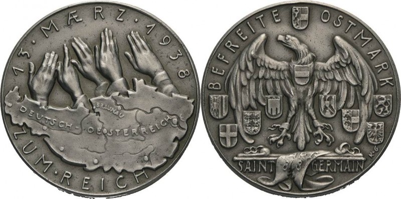 Drittes Reich
 Zinkmedaille 1938 (K. Goetz) Anschluß Österreichs - Befreite Ost...