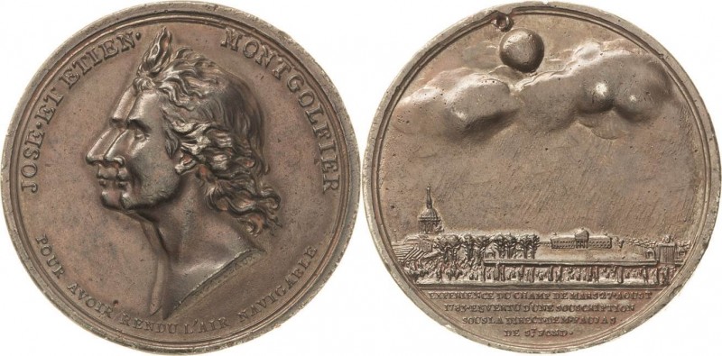 Luft- und Raumfahrt
 Bronzierte Zinnmedaille 1783 (N. Gatteaux) Ballonflug der ...