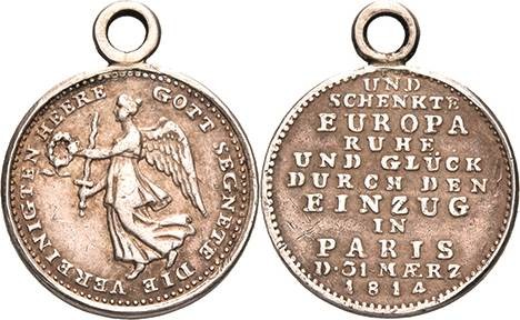 Napoleon, Befreiungskriege und ihre Jubiläen
 Silberner Siegespfennig 1814 (Loo...