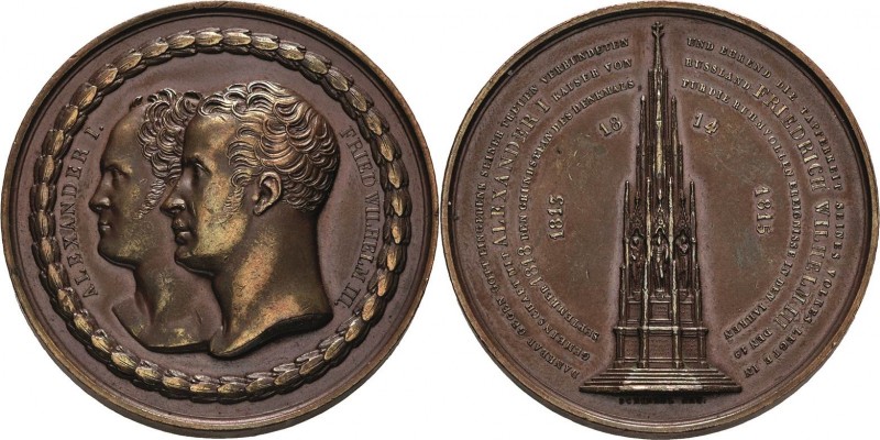 Napoleon, Befreiungskriege und ihre Jubiläen
 Bronzemedaille 1818 (H.F. Brandt/...