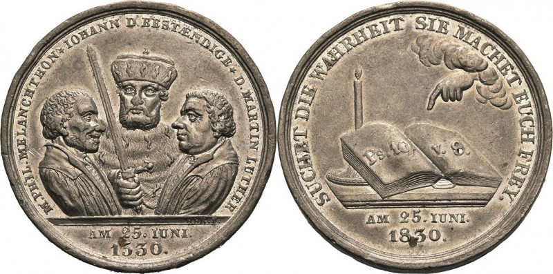 Reformation-Ereignisse und Jubiläen
 Zinnmedaille mit Kupferstift 1830 (H. Bran...