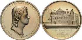 König, Helmut 1934-2017 Silbermedaille 1976. Friedrich von Schiller, Souvenirmedaille der Nationalen Forschungs- und Gedenkstätten Weimar. Kopf nach r...