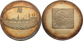 König, Helmut 1934-2017 Silbermedaille 1982. Münzausstellung zur 1000 Jahrfeier von Meiningen. Historische Stadtansicht / Nachbildung Schlußstein der ...