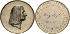 König, Helmut 1934-2017 Silbermedaille 1986. 100. Todestag und 175. Geburtstag von Franz Liszt. Kopf nach rechts / Schrift. Randpunze: FEINSILBER 990 ...