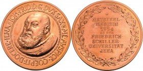 König, Helmut 1934-2017 Kupfermedaille 1989. Semestertreffen der Matrikel Medizin 1954 der Universität Jena. Brustbild Kurfürst Johann Friedrich halbl...