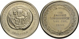 König, Helmut 1934-2017 Kupfer-Nickelmedaille 1990. VIII. Tagung des Arbeitskreises Thüringer Münz- und Geldgeschichte in Ziegenrück. Faksimile eines ...