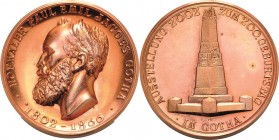 König, Helmut 1934-2017 Kupfermedaille 2002. 200. Geburtstag des Hofmalers Paul Emil Jacobs in Gotha. Kopf nach links / Denkmal von P.E. Jacobs (nach ...
