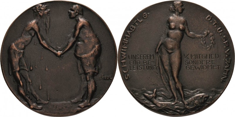 Lindl, Hans 1885-1946 Bronzegussmedaille o.J. Auszeichnung der Schwimmabteilung ...