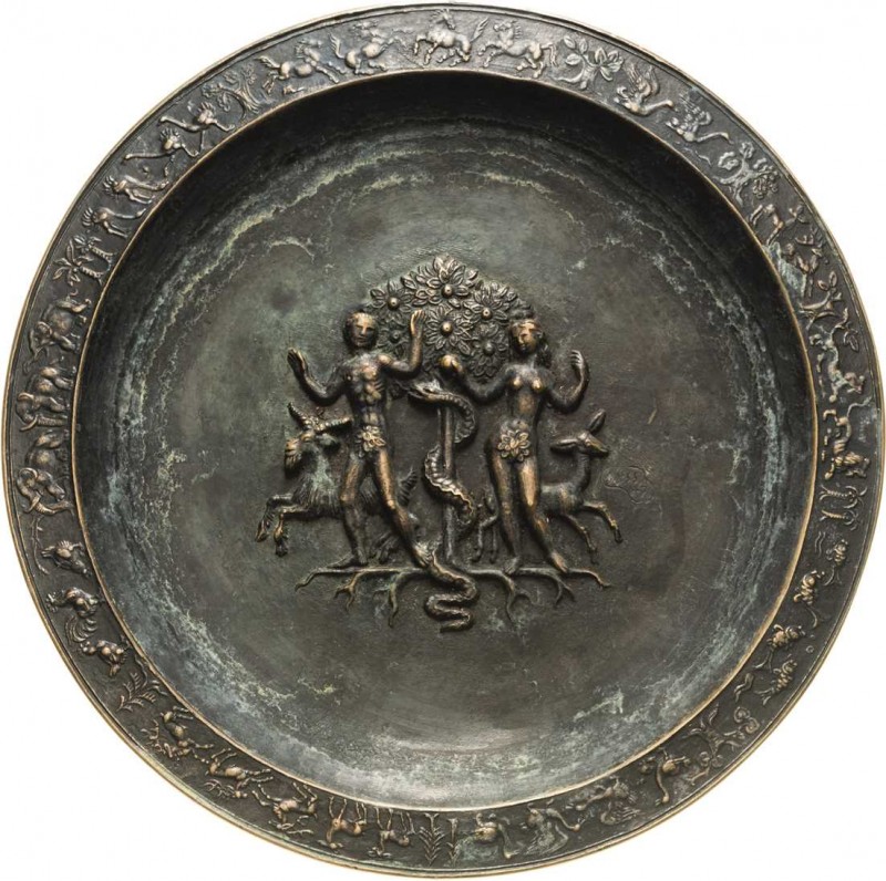 Nuss, Fritz 1907-1999 Bronzegussteller 1947. Adam und Eva am Baum der Erkenntnis...