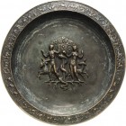 Nuss, Fritz 1907-1999 Bronzegussteller 1947. Adam und Eva am Baum der Erkenntnis, links Ziegenbock und rechts Reh, Rand verziert mit Darstellung versc...