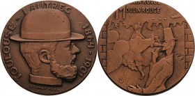 Renner, Kalman 1927-1994 Bronzemedaille 1964. Zum 100. Geburtstag von Toulouse Lautrec. Kopf nach rechts / Plakat Moulin Rouge. 40,6 mm, 31,20 g Vorzü...