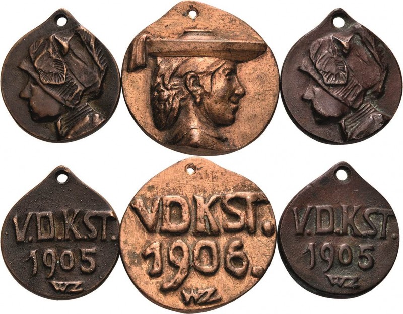 Zügel, Willy 1876-1950 Bronzegussmedaille 1905 (2x) und 1906. Verein Deutscher K...