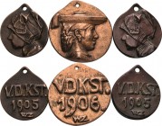 Zügel, Willy 1876-1950 Bronzegussmedaille 1905 (2x) und 1906. Verein Deutscher Kunststudenten (V.D.K.ST.). Brustbild einer Frau mit Hut nach rechts / ...
