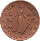 Porzellanmedaillen - Medaillen der Meißner Porzellanmanufaktur
Coswig/Anhalt Einseitige braune Porzellanmedaille 1962 (H. Schulz) Stadtjubiläum. Stad...