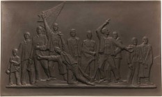 Porzellanmedaillen - Medaillen der Meißner Porzellanmanufaktur
Weimar Einseitige braune Porzellanplakette o.J. (1960). Gedenkstätte Buchenwald. Gefan...