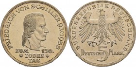 Gedenkmünzen
 5 DM 1955 F Schiller Jaeger 389 Fast vorzüglich