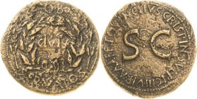 Kaiserzeit
Augustus 27 v. Chr.-14 n. Chr Sesterz um 18 v. Chr., Rom Mzm. T. Quinctius Crispinus Sulpicianus. OB CIVIS SERVATOS in Kranz / T. QVINCTIV...
