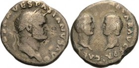 Kaiserzeit
Vespasian 69-79 Denar 70, Rom Kopf mit Lorbeerkranz nach rechts, IMP CAESAR VESPASIANVS AVG / Köpfe des Titus und des Domitianus einander ...