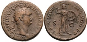 Kaiserzeit
Domitian 81-96 As 81, Rom Kopf mit Lorbeerkranz nach rehts, IMP CAES DIVI VEP F DOMITIAN AVG PM / Minerva steht nach rechts, TRP COS VIII ...