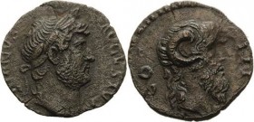 Kaiserzeit
Hadrian 117-138 Bronze, Caesarea/Cappadocia Kopf mit Lorbeerkranz nach rechts, HADRIANVS AVGVSTVS / Kopf von Zeus-Ammon nach rechts, COS I...