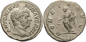 Kaiserzeit
Caracalla 198-217 Denar 210/213, Rom Brustbild mit Lorbeerkranz nach rechts, ANTONINVS PIVS AVG BRIT / Moneta steht mit Waage und Füllhorn...
